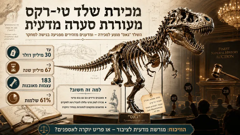 מכירת שלד טי־רקס מעוררת סערה מדעית