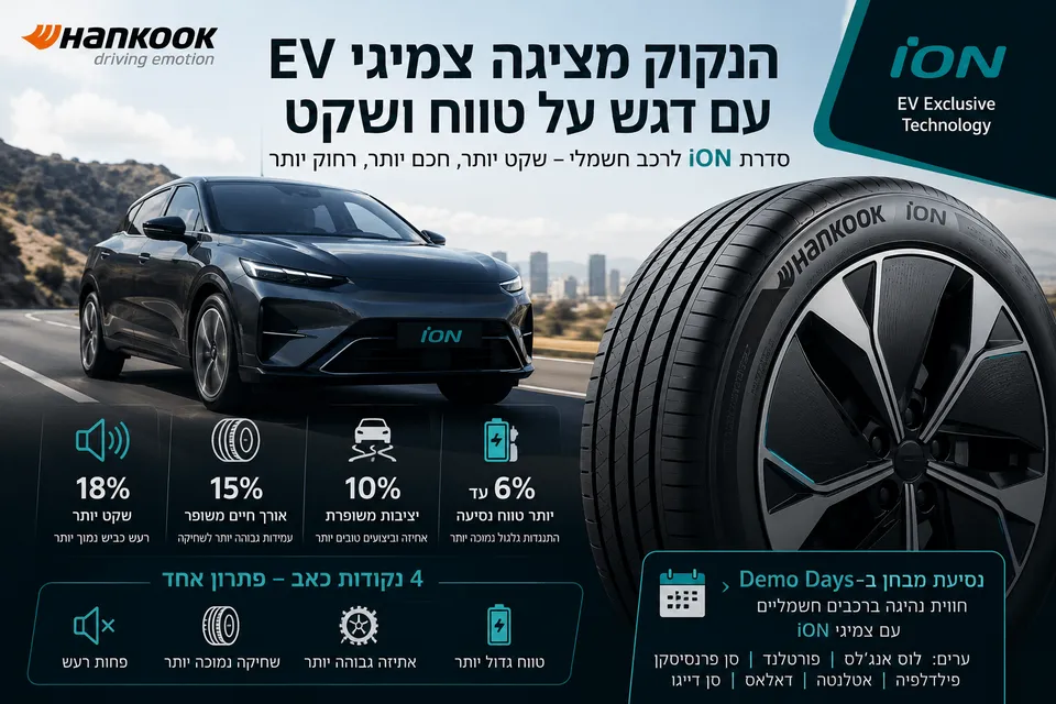 הנקוק מציגה צמיגי EV עם דגש על טווח ושקט