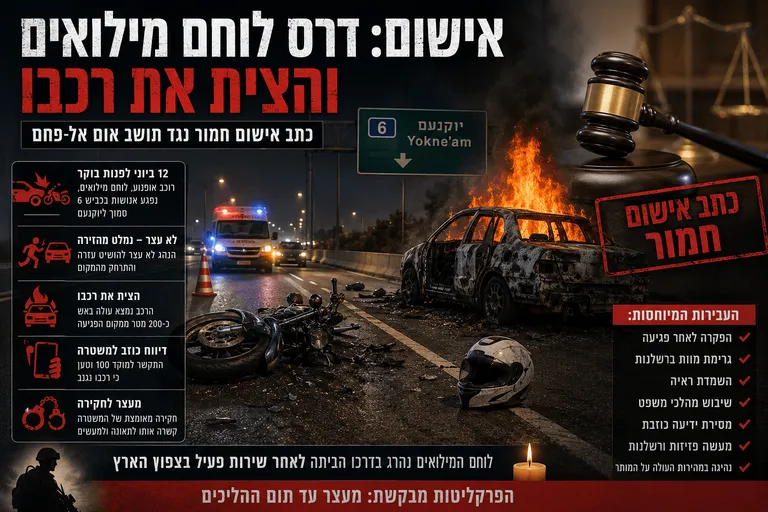 תמונה עבור הכתבה: אישום: דרס לוחם מילואים והצית את רכבו