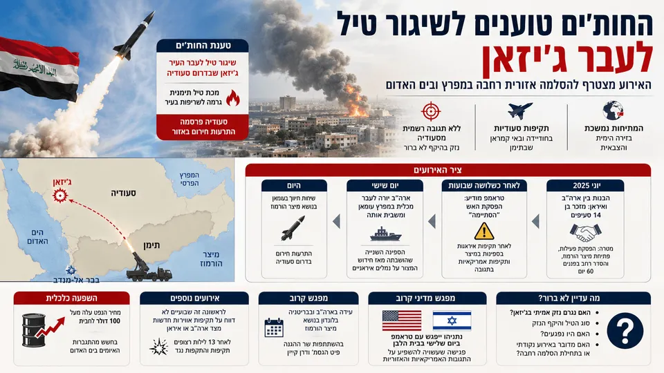 החות'ים טוענים לשיגור טיל לעבר ג'יזאן