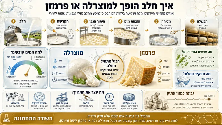 איך חלב הופך למוצרלה או פרמזן