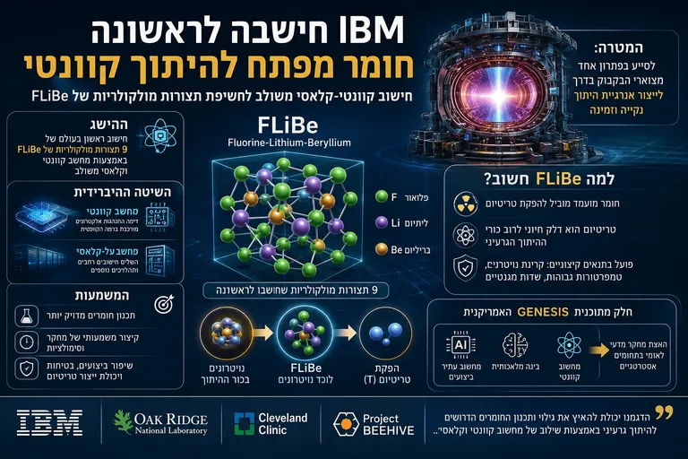 תמונה עבור הכתבה: IBM חישבה לראשונה חומר מפתח להיתוך קוונטי