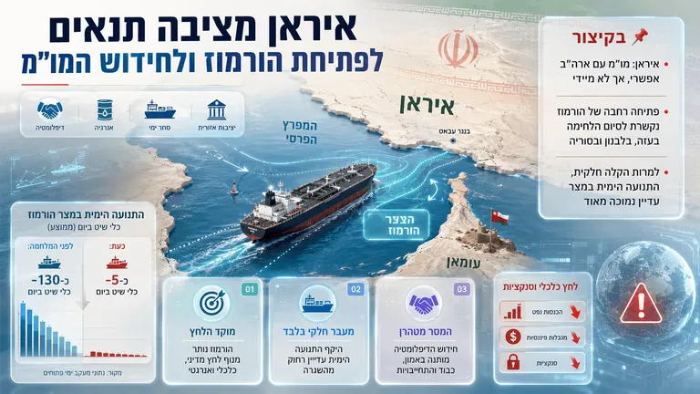 איראן מציבה תנאים לפתיחת הורמוז ולחידוש המו"מ
