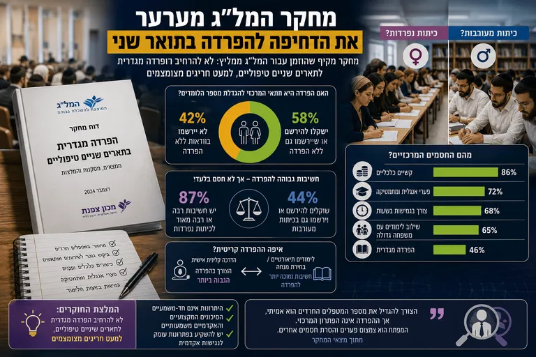 תמונה עבור הכתבה: מחקר המל"ג מערער את הדחיפה להפרדה בתואר שני