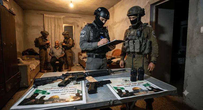 תמונה עבור הכתבה: מעצר ביריחו: M16 וכרזת חמאס נתפסו בבית חשוד