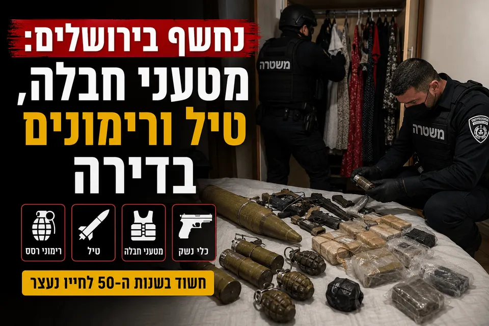 נעצר בירושלים: מטעני חבלה, טיל ורימונים בדירה