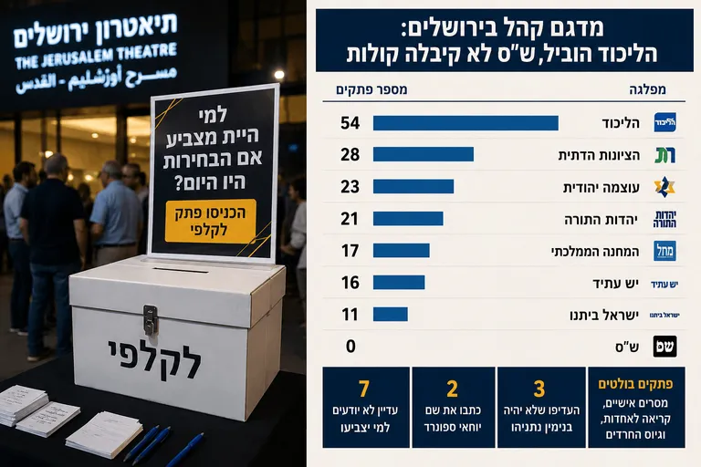 תמונה עבור הכתבה: מדגם קהל בירושלים: הליכוד הוביל, ש"ס לא קיבלה קולות