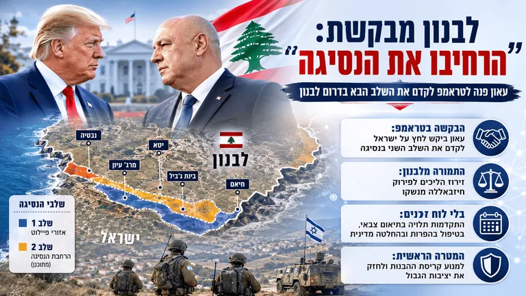 דיווח בלבנון: עאון ביקש מטראמפ לקדם נסיגה
