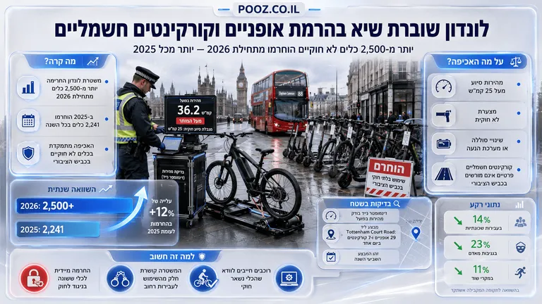 תמונה עבור הכתבה: לונדון שוברת שיא בהחרמת אופניים וקורקינטים חשמליים