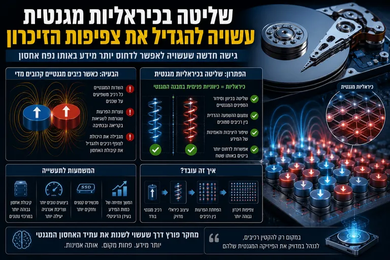 תמונה עבור הכתבה: שליטה בכיראליות מגנטית עשויה להגדיל את צפיפות הזיכרון