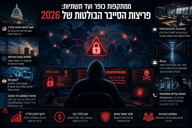תמונה עבור הכתבה: ממתקפות כופר ועד תשתיות: פריצות הסייבר הבולטות של 2026
