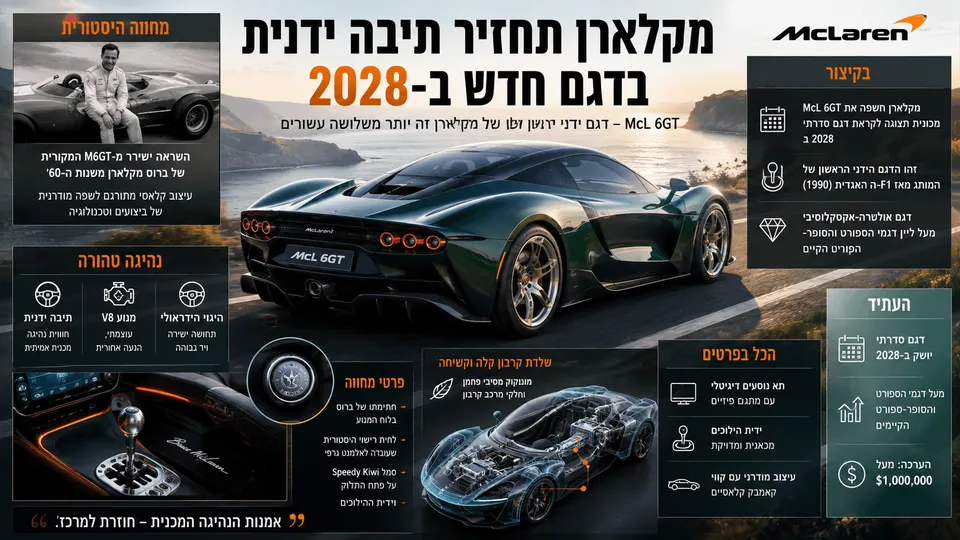 מקלארן מחזירה את הגיר הידני: McL 6GT תגיע ב־2028