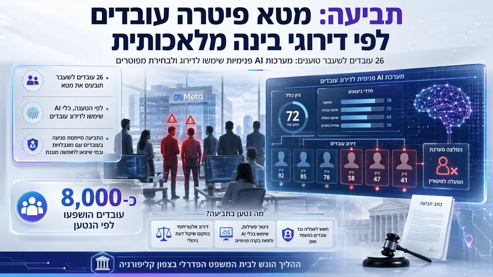 תביעה: מטא פיטרה עובדים לפי דירוגי בינה מלאכותית