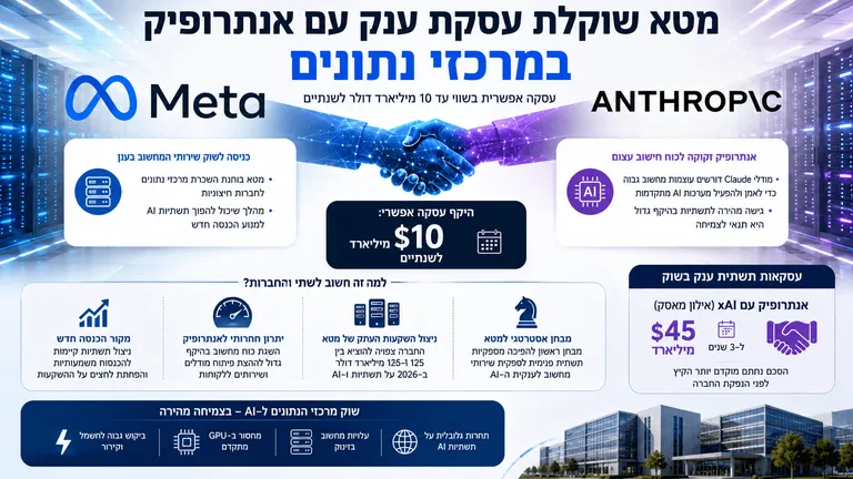 תמונה עבור הכתבה: מטא שוקלת עסקת ענק עם אנתרופיק במרכזי נתונים