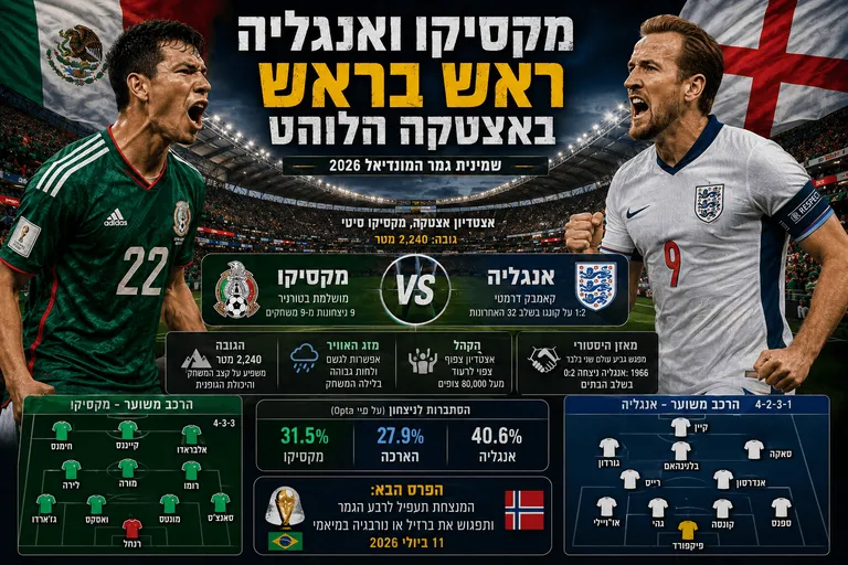 מקסיקו ואנגליה ראש בראש באצטקה הלוהט