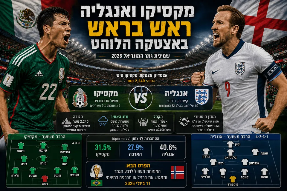 מקסיקו ואנגליה ראש בראש באצטקה הלוהט