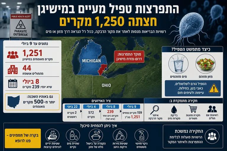 תמונה עבור הכתבה: התפרצות טפיל מעיים במישיגן חצתה 1,250 מקרים