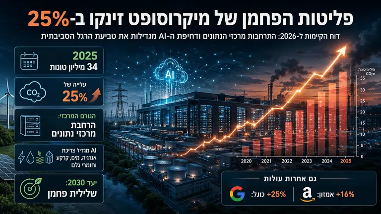 תמונה עבור הכתבה: פליטות הפחמן של מיקרוסופט זינקו ב-25%