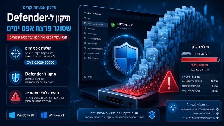 תמונה עבור הכתבה: תיקון ל-Defender עלול למלא את הכונן
