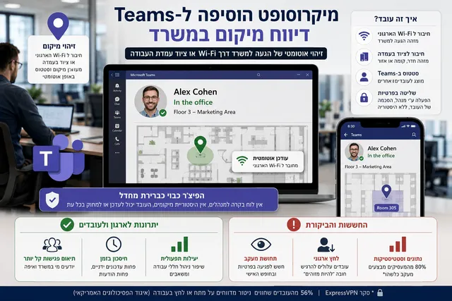 מיקרוסופט הוסיפה ל-Teams דיווח מיקום במשרד