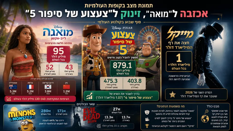 השוואת קופות בין הפתיחה החלשה של מואנה, הזינוק של צעצוע של סיפור 5 והישג מיליארד הדולר של מייקל.