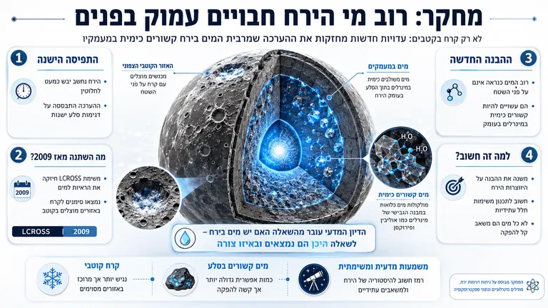 מחקר: רוב מי הירח חבויים עמוק בפנים