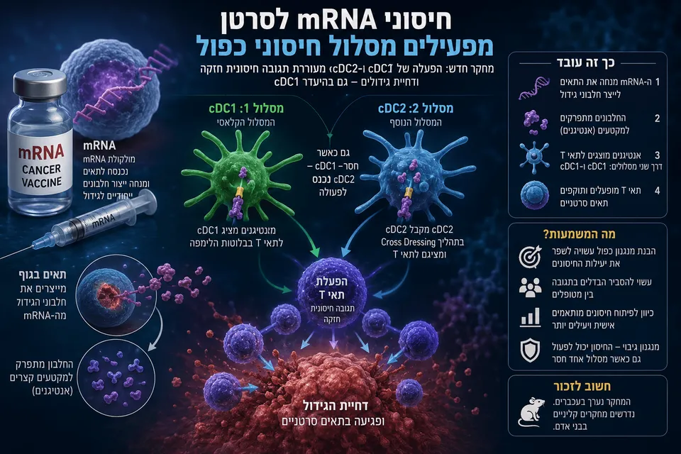 מחקר: חיסוני mRNA לסרטן מפעילים מסלול חיסוני כפול