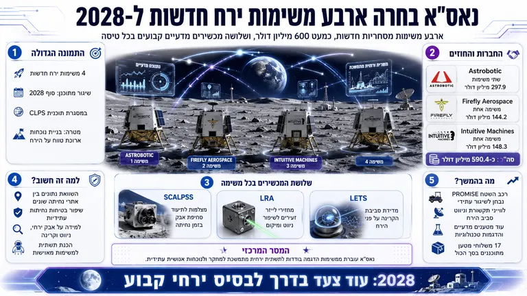 נאס"א בחרה ארבע משימות ירח חדשות ל-2028