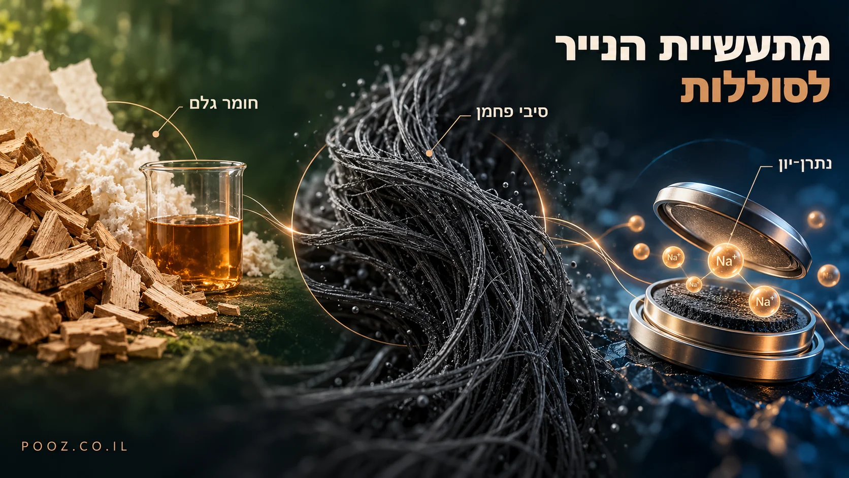 שבבי עץ, סיבי פחמן ותא סוללת נתרן במעבדה