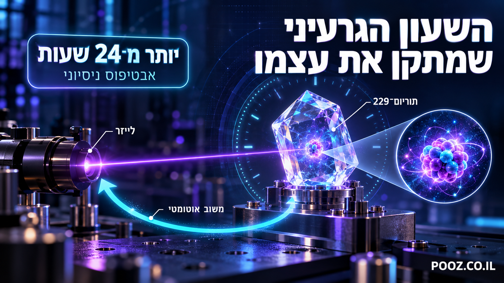לייזר וגביש תוריום עם לולאת משוב לייצוב שעון גרעיני
