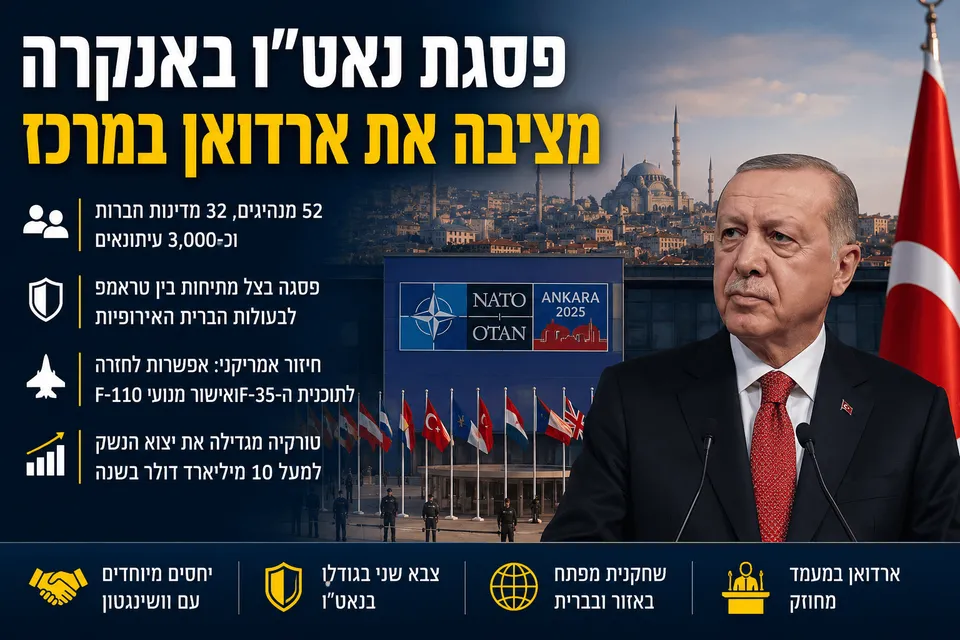 פסגת נאט"ו באנקרה מציבה את ארדואן במרכז