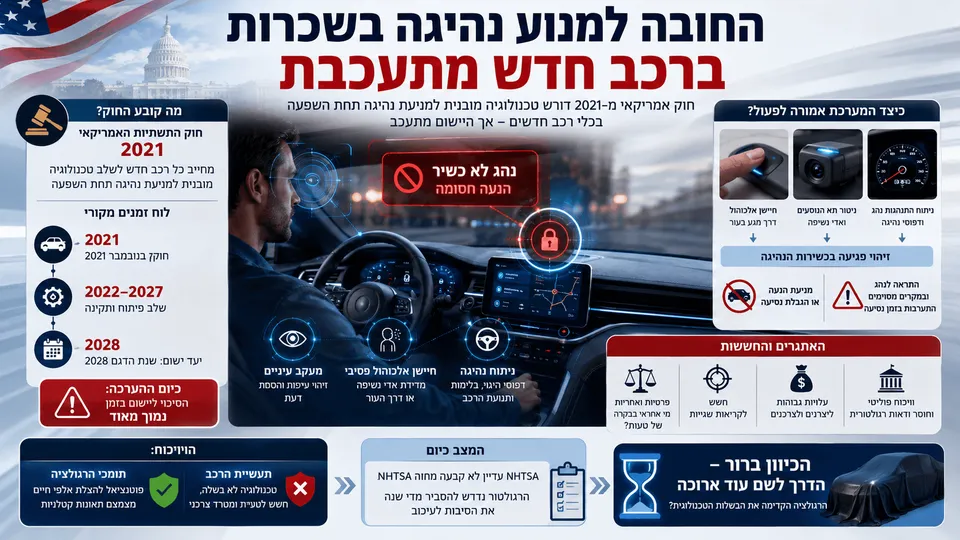 החובה למנוע נהיגה בשכרות ברכב חדש מתעכבת