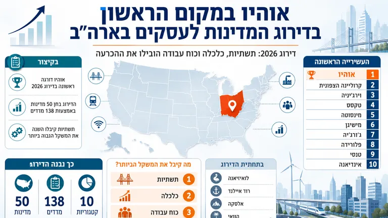 תמונה עבור הכתבה: אוהיו במקום הראשון בדירוג המדינות לעסקים בארה"ב