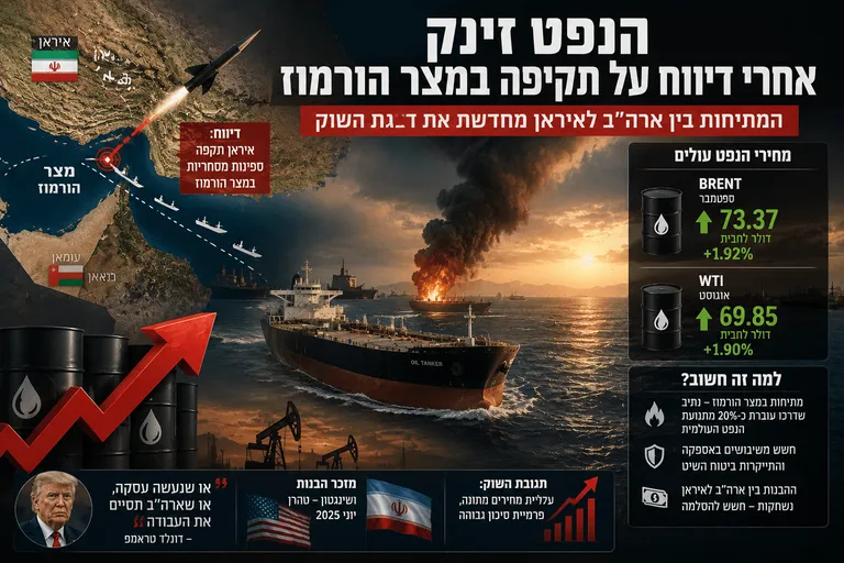 תמונה עבור הכתבה: הנפט זינק אחרי דיווח על תקיפה במצר הורמוז