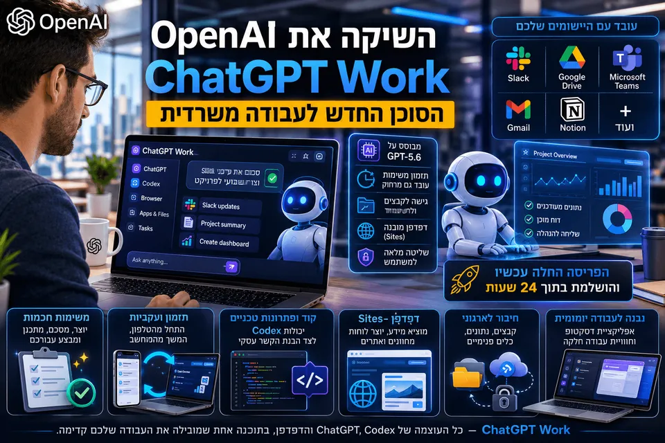 OpenAI השיקה את ChatGPT Work לעבודה משרדית