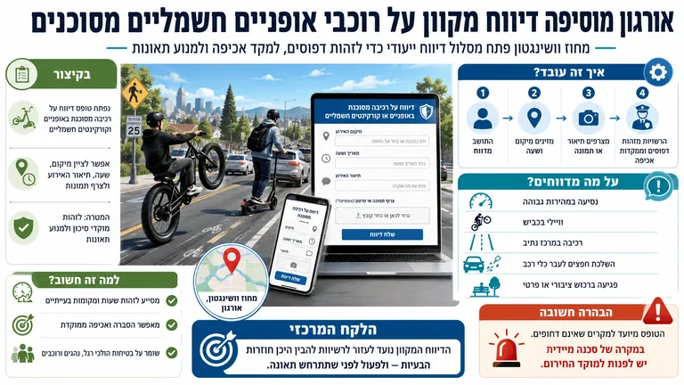 תמונה עבור הכתבה: אורגון מוסיפה דיווח מקוון על רוכבי אופניים חשמליים מסוכנים