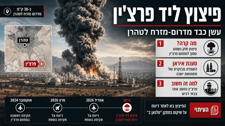 תמונה עבור הכתבה: פיצוץ ליד פרצ'ין: עשן כבד מדרום-מזרח לטהרן