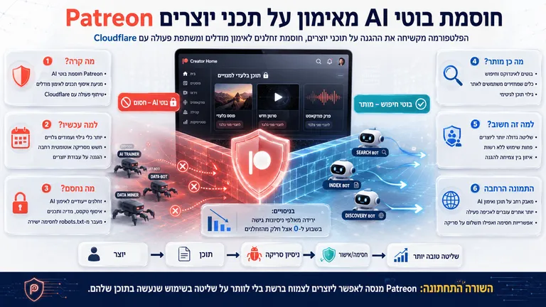 תמונה עבור הכתבה: Patreon חוסמת בוטי AI מאימון על תכני יוצרים
