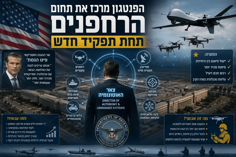תמונה עבור הכתבה: הפנטגון מרכז את תחום הרחפנים תחת תפקיד חדש