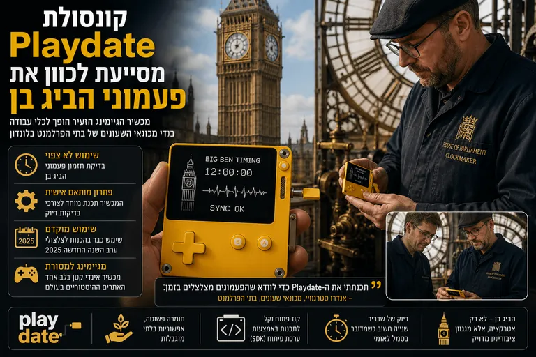 תמונה עבור הכתבה: קונסולת Playdate מסייעת לכוון את פעמוני הביג בן