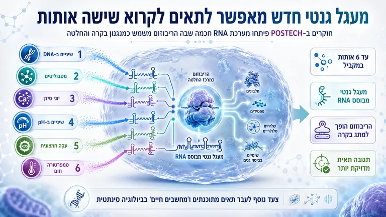 תמונה עבור הכתבה: מעגל גנטי חדש מאפשר לתאים לקרוא שישה אותות