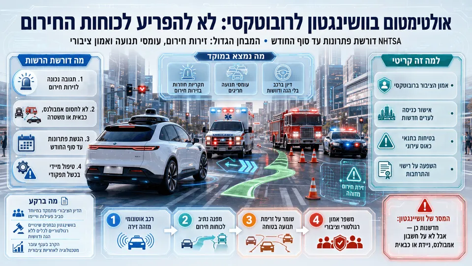 אולטימטום בוושינגטון לרובוטקסי: לא להפריע לכוחות החירום