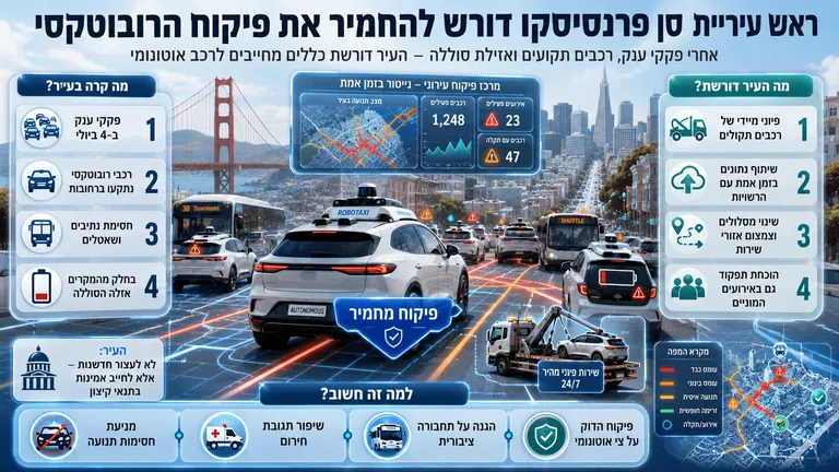תמונה עבור הכתבה: ראש עיריית סן פרנסיסקו דורש להחמיר את פיקוח הרובוטקסי
