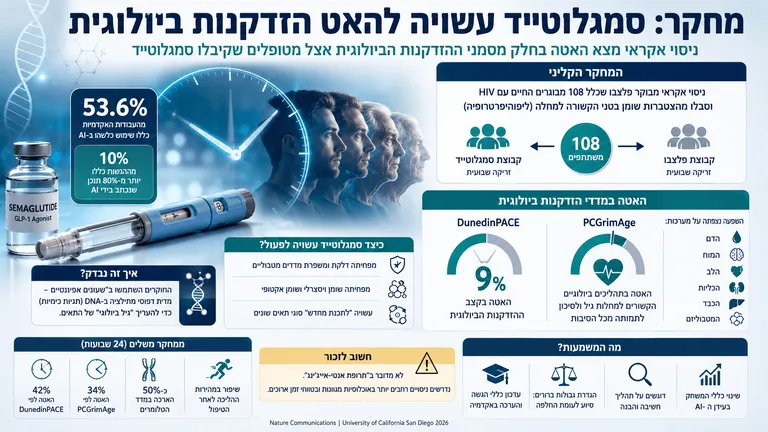 מחקר: סמגלוטייד עשויה להאט הזדקנות ביולוגית