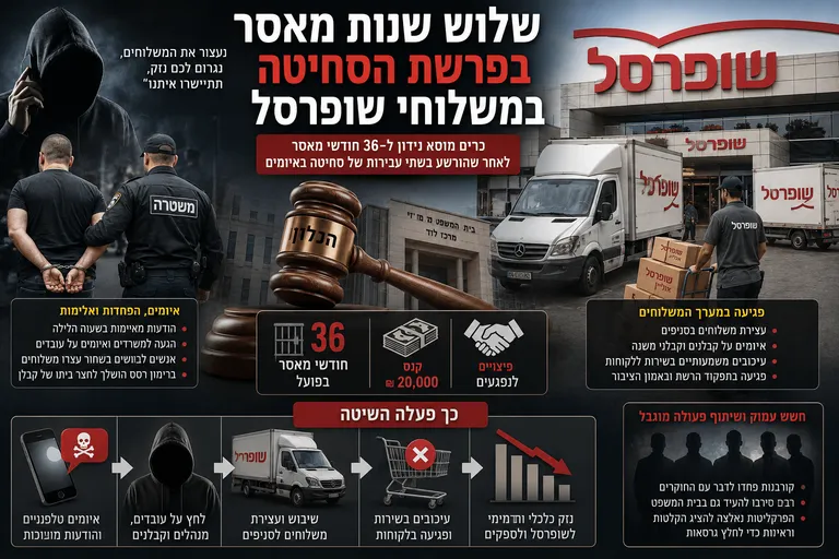 שלוש שנות מאסר בפרשת הסחיטה במשלוחי שופרסל
