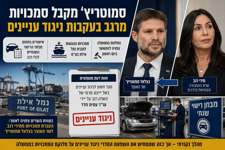 תמונה עבור הכתבה: סמוטריץ' מקבל סמכויות מרגב בעקבות ניגוד עניינים