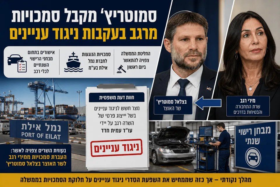 סמוטריץ' מקבל סמכויות מרגב בעקבות ניגוד עניינים