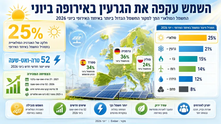 תמונה עבור הכתבה: השמש עקפה את הגרעין באירופה ביוני