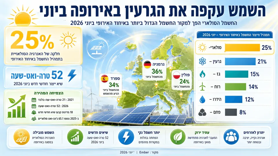השמש עקפה את הגרעין באירופה ביוני
