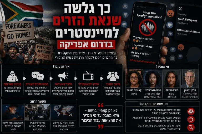 תמונה עבור הכתבה: כך גלשה שנאת הזרים למיינסטרים בדרום אפריקה